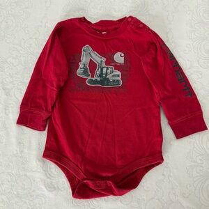 Carhartt Red Excavator Long Sleeve Bodysuit Onesie Size 18 Months